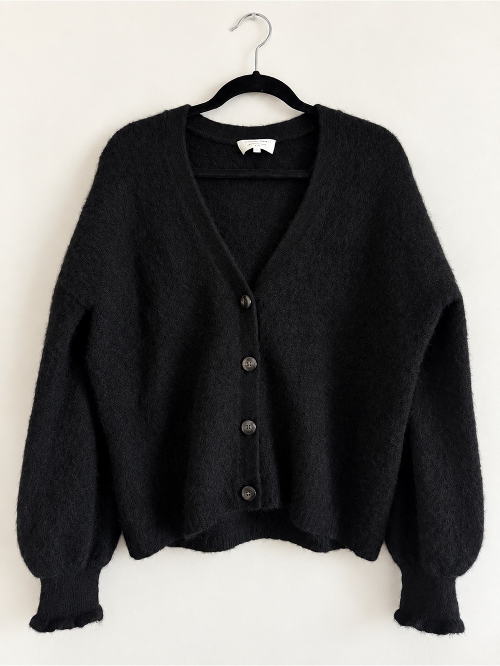 SEZANE Mia Mohair Cardigan Sweater in Black Size Small
